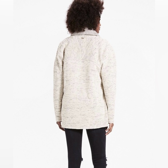 Lucky Brand Cardigan Sweater Fleece Lined Shawl Wrap Collar Chunky Cream Gray XS - Picture 3 of 16